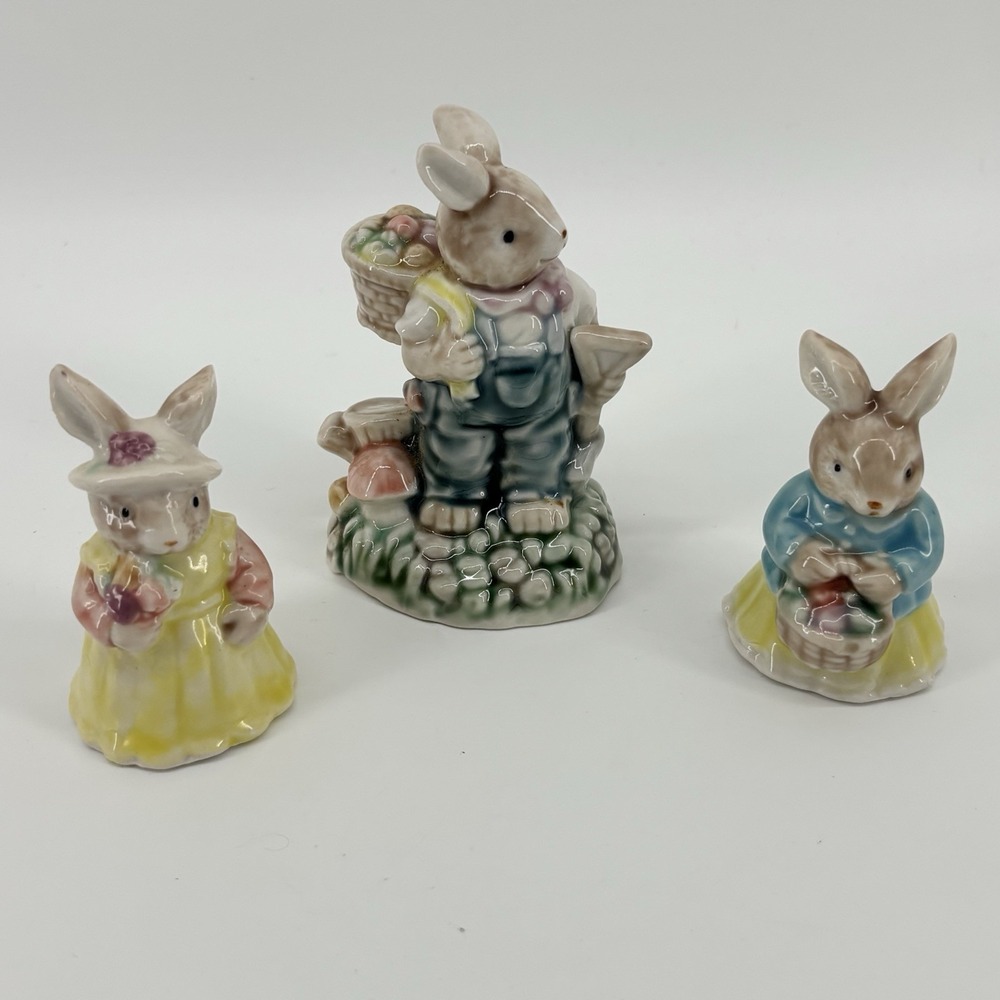 Vintage Albert Kessler Easter Bunny figurines (Set of 3) Pastel Colors Beautiful